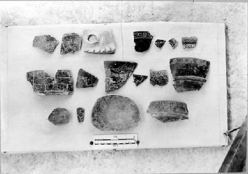 Carved and incised sherds. Pit 14 trench, A- group