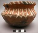 Shouldered pottery bowl (banga) - white on red ware; for cooking fish