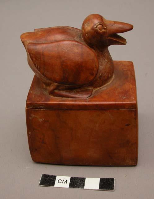 Wooden box with carved duck on lid (modern)