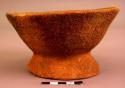 Pottery dish - coarse tempered, pedestal base
