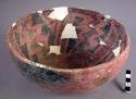 Large pottery bowl - wingate black on red