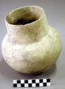 Ceramic complete vessel, jar, straight neck, round base, reconstructed