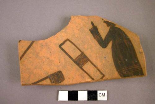 Anthropomorphic potsherd--jeddito black-on-yellow engraved