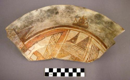 Sherds of pottery bowl--restorable. San Bernardino polychrome