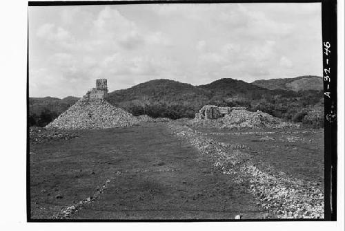 Structures 4 and 11 looking south