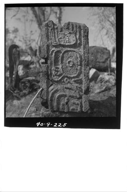 Hieroglyhic jamb stone in hilltop milpa, #5.