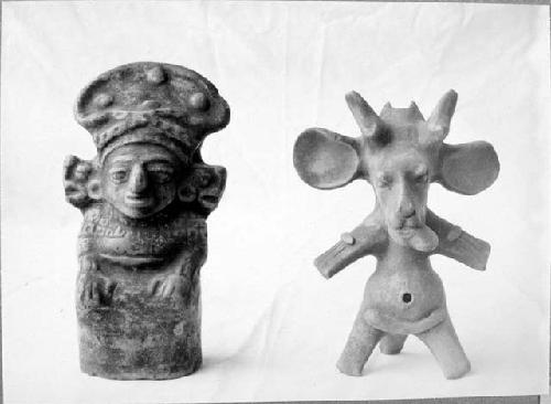 Tiquisate ware figurines. Late Classic Period. Max. ht. of human fig. 18 cms