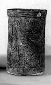 Ceramic vase, cylindrical, incised