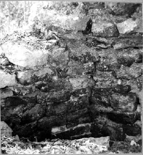 East pyramid, interior of temple, from Northeast