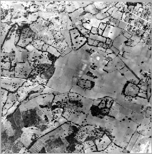 Aerial view of ruins of Nebaj