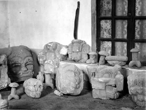 Group of stone carvings said to be from Tecpan, East of Solola