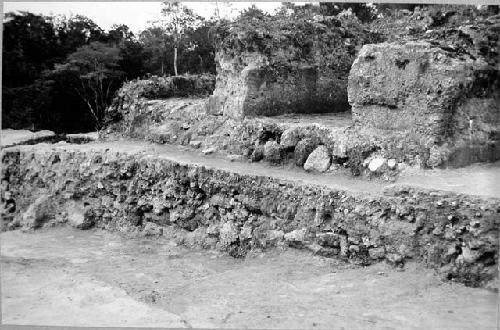 A-V: looking East at East niche of main N-S. trench where it cuts thru Rooms 83