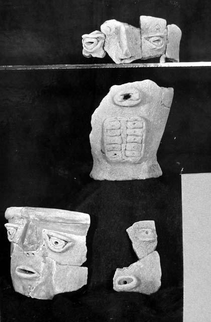 Sherds from Aguada Grande Incensario Ware except lower right.