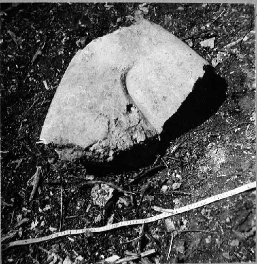 Temple mound. Stucco piece of decoration found on SE corner of platform