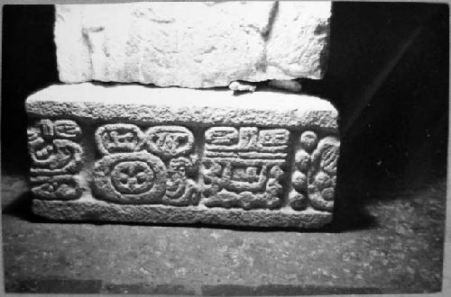 Glyphic Group, S.Building, Glyphic Moulding.  Fragment in Campeche Museum.