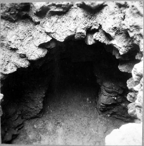 Mound 3.  Looking down into Tomb III, showing entrance into passageway.