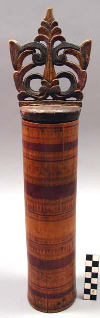 Bamboo receptacle with carved cover or top