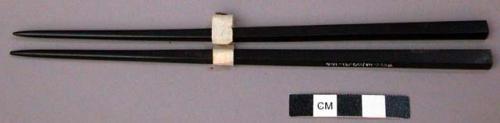 Pair of Decorated Black Chopsticks, Wood - Possibly Ebony