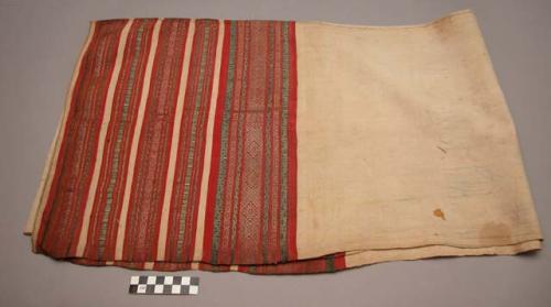 Piece of minangkabau weaving - oyster colored cloth with wide red +