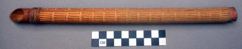 Cane saguer (wine) tube, incised in 5 similar panels and stained+