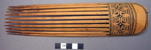 Bamboo comb--black filled incisions; probably modelled after shortland+