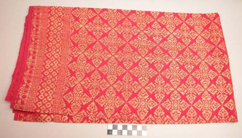 Square textile - red with brocaded gold design