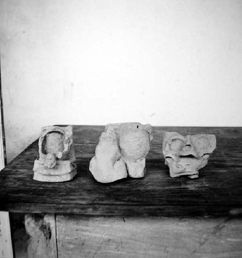 3 pieces of coarse brick adono ware.  Said to have come from Mound 53-21-81