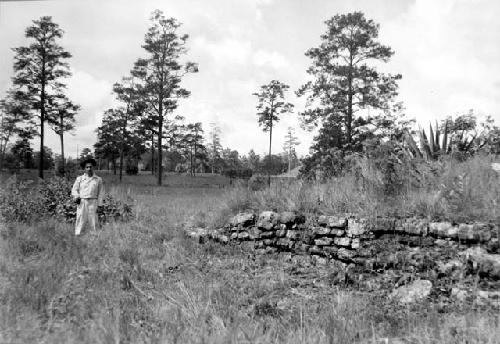 Str. 3 - wall masonry of plarform - view looking West