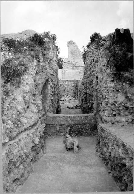 A-V: looking West thru main E-W. trench from East Plaza