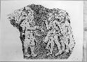 Drawing by Tejada of sculptured boulder