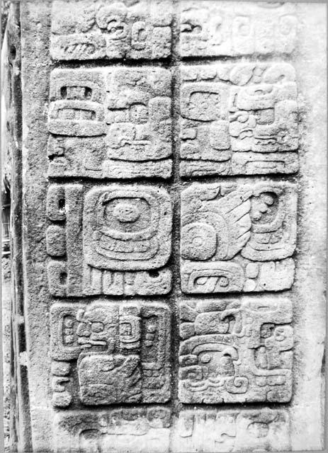 Stela A, east side glyph detail