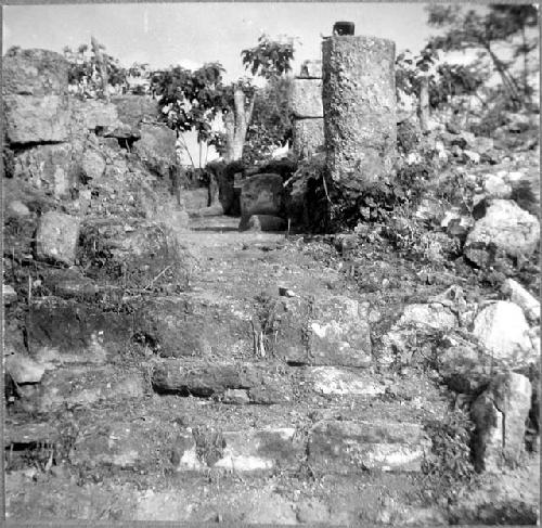 Stairway  of palace and cross trench after excavation to floor level note second