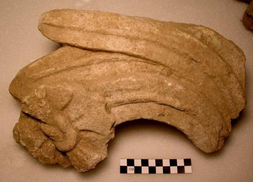 Fragment of sculptured ornament, with tenon