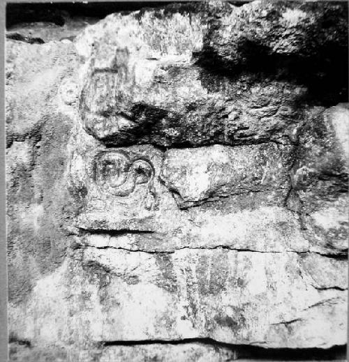 Rock carving on East wall of cenote, South end