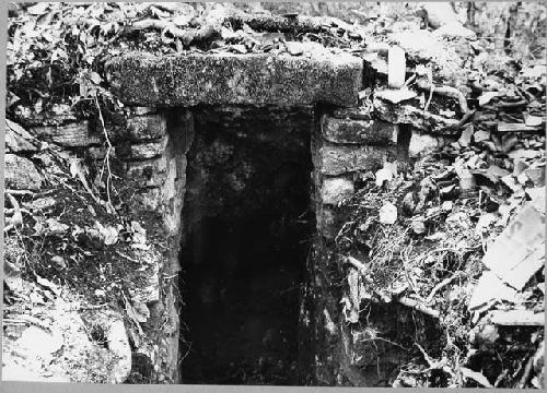 Stone lintel and jambs which abut cliff behind Structures 4, 6, and 9.