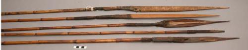 Bamboo arrows with bamboo points and incised designs