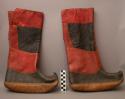 Pair of red and black leather boots - probably women's