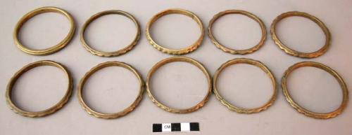 Set of decorated brass bracelets (ginuntub; tinukad; tinukadan) - worn+