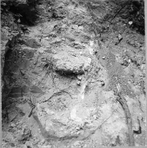 Detail of mound on the Ejido of Indian Heredia, where Conchucla stone is used