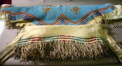 Sioux woman's dress. Made from buckskin with beaded yoke