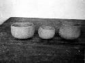 Three fine orange wave bowls, said to have come from mound 53-21-81