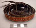 Basketry belt - brown with red and yellow designs