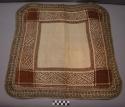 Mat, woven plant fiber, square, rounded corners, dark and brown borders