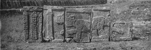 2D7. Sculptured stones from S side of base.