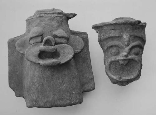 Two fragmentary prong-top incense burners.