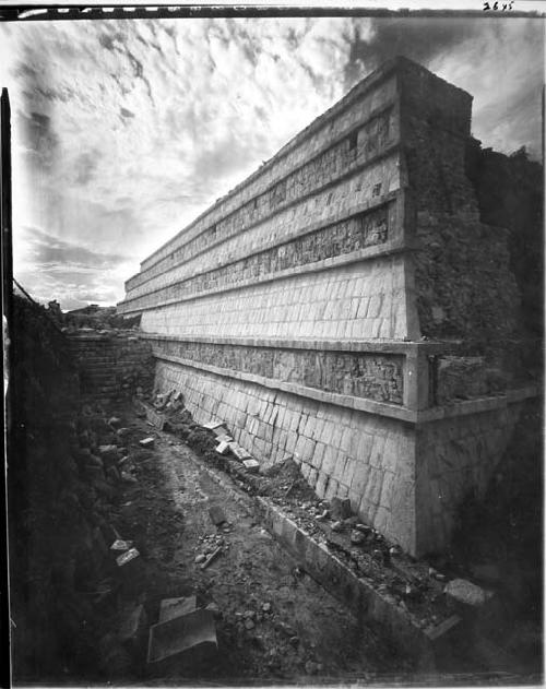 Temple of the Warriors- Looking W. along S. side of pyramid after repair.