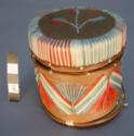 Covered box decorated with quills