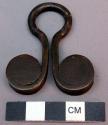 Brass ornament, open ring with solid spiral ends