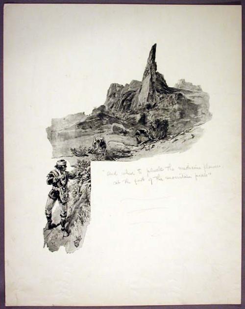 Print of landscape with SW Indians in foreground