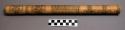 Bamboo tube & cover - incised and blackened decoration.  Originally +